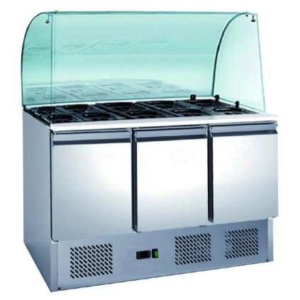 67550 chladici stul tridverovy se sklenenou nastavbou 368 l 1365x700x850 mm technica cold line