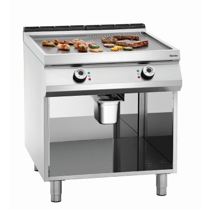 Grilovacia doska: 1/2 hladká, 1/2 vrúbkovaná, 800x900x900 mm | BARTSCHER, 296511