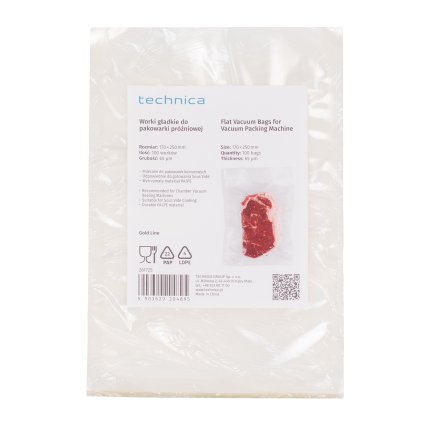 Vrecká hladké 170x250 mm do komorovej vákuovej baličky, 100 ks | TECHNICA, Gold Line
