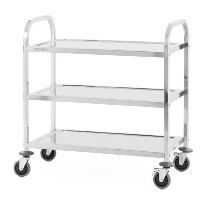 67844 cisnicky vozik z nerezove oceli 3 policovy rukojet s hranatym profilem 850x450x900 mm prestona 810180