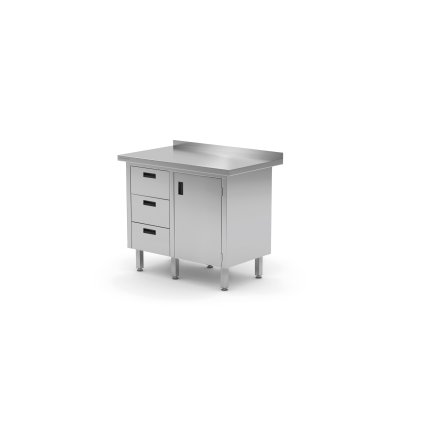 150038 nastenny stul se tremi zasuvkami vlevo a skrinkou s kridlovymi dvermi 1000x700x850 mm technica 137l1070