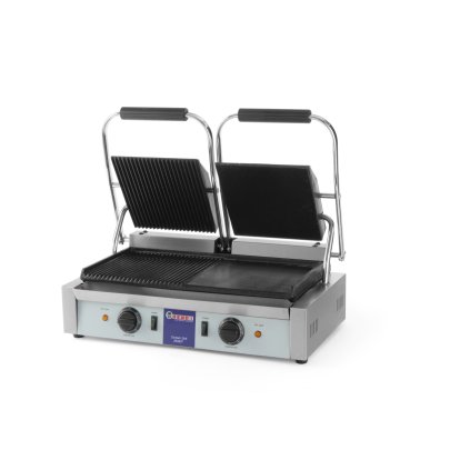 Gril kontaktný, obojstranný, ryhovaný / hladký 570x370x210 mm | HENDI, 263907