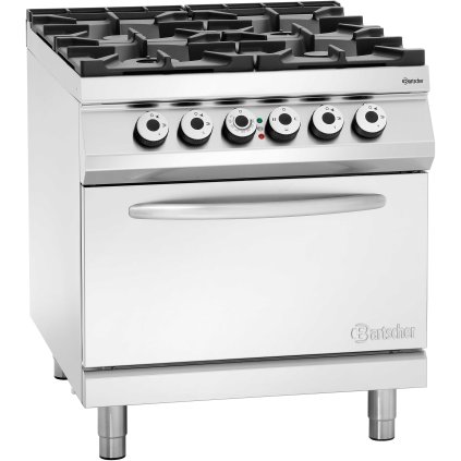 Plynový sporák 4 horáky s elektrickou rúrou, 800x900x900 mm | BARTSCHER, 2952271