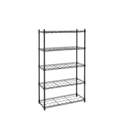 66980 regal na vino ocelovy s praskovym nastrikem cerny 5 ti policovy 900x350x1500 mm technica black line