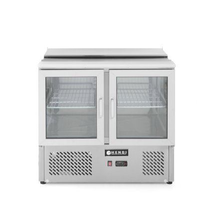 67322 dvoudverovy chladici stul proskleny s odklopnym vikem 900x700x888 mm hendi 236246