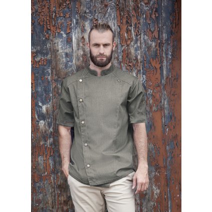 131516 kucharska bunda s kratkymi rukavy v dzinovem stylu