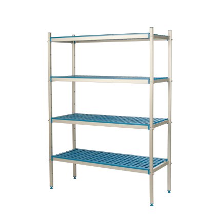 Hliníkovo-polypropylénový voľne stojaci regál, 5-poschodový, 1370x500x1750 mm | ALUSHELF, 2PD-55+5P-135