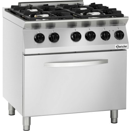 Plynový sporák 4 horáky s plynovou rúrou, 800x730x910 mm | BARTSCHER, 1582011