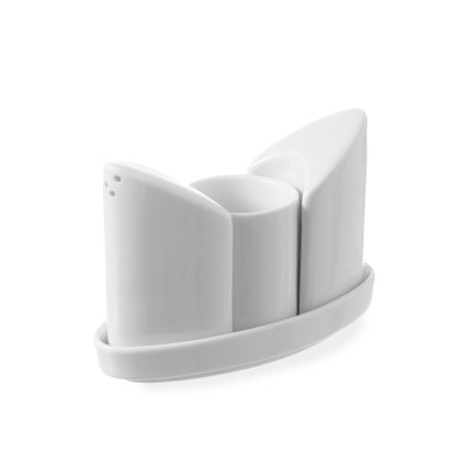 Trojdielna porcelánová menážka: soľ, korenie, špáradlá. | HENDI, 786420