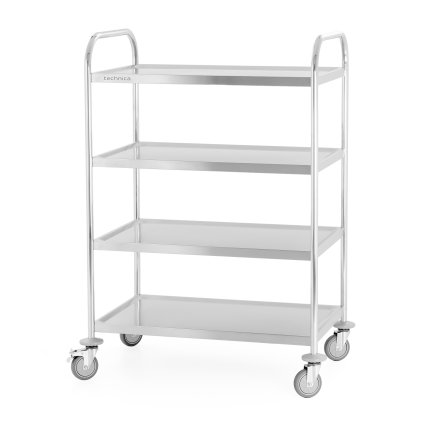 70010 cisnicky vozik z nerezove oceli 4 policovy rukojet s kulatym profilem 860x540x1260 mm technica silver line