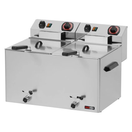 Fritéza elektrická dvojitá 0,75 kW/l, 8+8 l stolná s výpustou 400 V | REDFOX - FE 77 VT