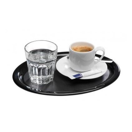 46103 tac ovalny z cerneho melaminu na servirovani kavy 260x200 mm aps kaffeehaus