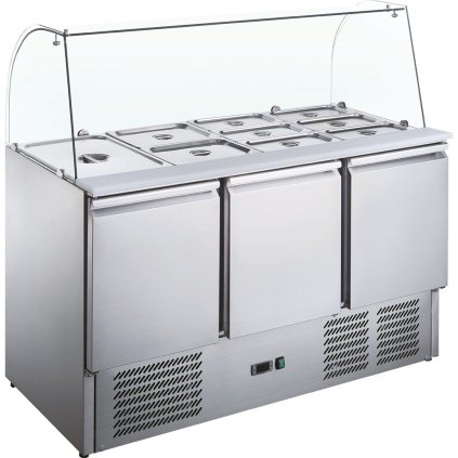 144539 tridverovy chladici stul se sklenenym nastavcem 368 l 1365x705x1300 mm stalgast 832232