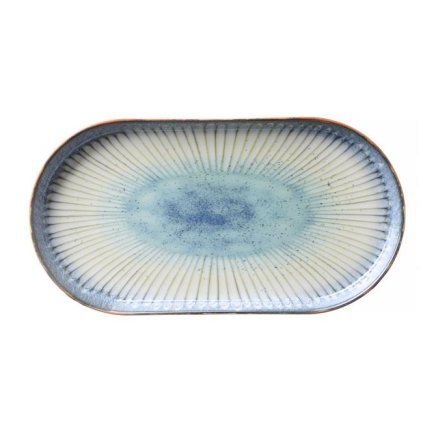 146006 ovalny talir 200x110 mm bily modry fine dine earth colours galaxy