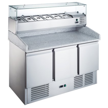164570 set tridverovy chlazeny pizza stul 368 l 1400x700x850 mm technica cold line chladici nastavec 6xgn1 4 1400x335x435 mm technica cold line
