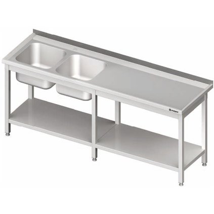 28046 stul s dvoukomorovym drezem po leve strane s polici 2500x600x850 mm stalgast 980856250