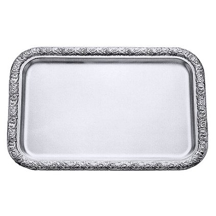 Tácka z nehrdzavejúcej ocele s dekoračným okrajom 380x270x18 mm | CONTACTO, 6/380