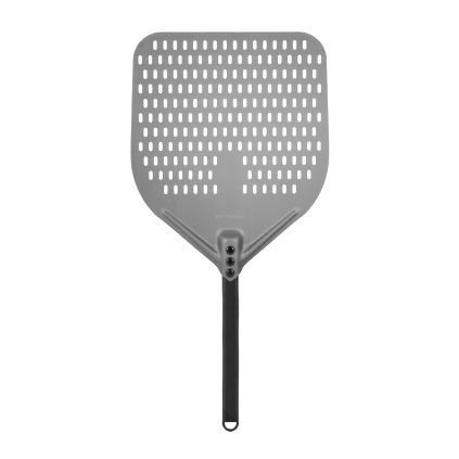86063 cerna perforovana lopata na pizzu z anodoveho hliniku s hlinikovym uchytem ctvercova 355x405x710 mm technica pizza line