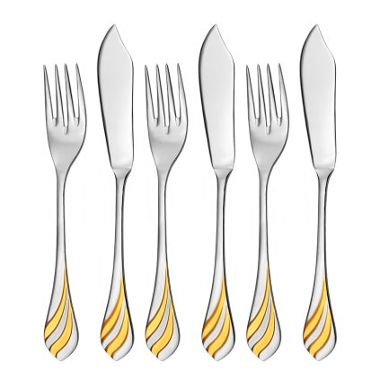 Príbor na ryby pozlátený MELODIE 6-dielna sada | TONER, 6037GG28