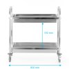 70028 3 servirovaci vozik z nerezove oceli 2 hluboke police hranaty profil 850x450x900 mm prestona 810194