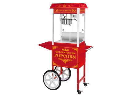 Stroj na výrobu popcornu s vozíkem - červený