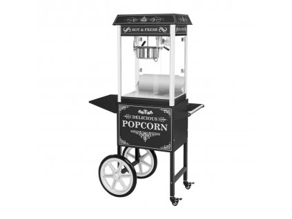 Stroj na popcorn s vozíkem - černý