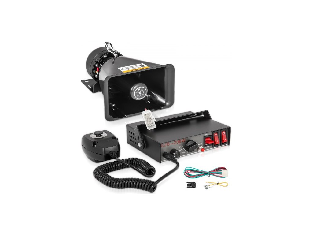 200W autoalarmová súprava 7 zvukov a hlasný alarmový systém MIC Núdzová požiarna siréna PA reproduktor