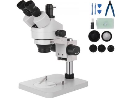 Stereomikroskop 3,5X-90X 360° otočný trinokulárny stereomikroskop so stĺpovým stojanom