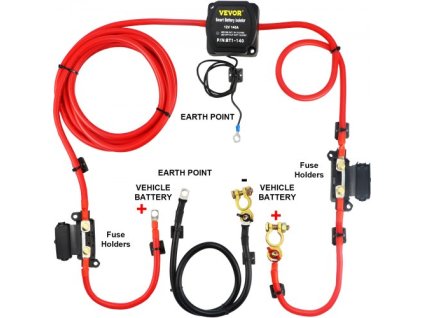 Relé pre delené nabíjanie, 4m 12V, automatický izolátor pre duálnu batériu s relé 140AMP VSR, kompatibilné s RV Marine Car Vehicle Truck Caravan Camper Yacht ATV UTV Boats Workshop