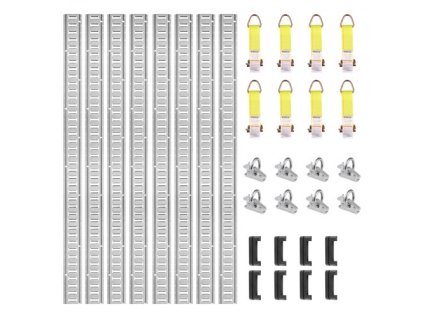 Sada upínacích prvkov E-Rail, 34KS 5FT Sada E-Rail obsahuje 8 oceľových koľajníc a 2 samostatné drážky a 8 O-krúžkov a 8 upínacích prvkov D-krúžkov a 8 koncoviek, príslušenstvo na upevnenie nákladu, motocyklov a bicyklov