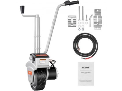 Elektrický prívesný vozík , ťažná kapacita 5 000 lb, otočné koleso prívesu s výkonom 350 W 12 V a rýchlosťou jazdy 22 ft/min, nastaviteľná výška svorky 12''-24,8'' a gumová pneumatika 8'', pre mobilný karavan loď