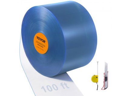 pásová záclona, 100' dlhá x 12" široká x 0,12" hrubá, priehľadná PVC hladká záclonová tyč Dverová rolka, plastové dverové koľajnice pre dvere supermarketu, garáže, sklady, stodoly, prístrešky pre domáce zvieratá