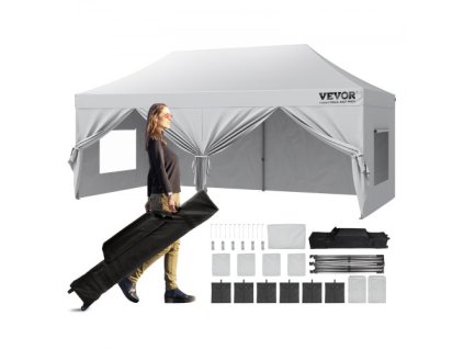 Vonkajší altánok so skladacou strieškou 10x20ft s bočnými stenami a taškou biely