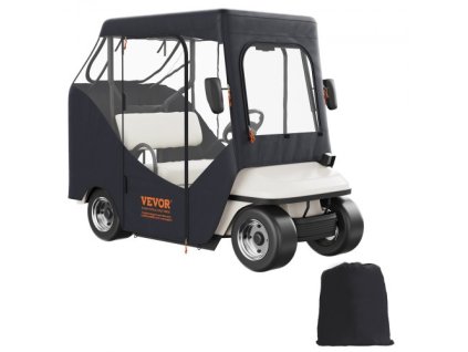Obal na golfový vozík , 600D Polyester Obal na vodiča so 4-strannými priehľadnými oknami, 2 kryty na klub pre spolujazdca Univerzálny pre väčšinu značiek vozíkov, vonkajší kryt vozíka odolný voči slnku a prachu