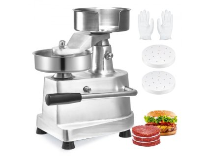 Komerčný stroj na výrobu hamburgerov Burger, 130 mm / 5 palcový stroj na výrobu hovorových hamburgerov Burger, vysoko výkonná potravinárska misa Burger Press z nehrdzavejúcej ocele, kuchynský procesor na tvarovanie mäsa s 1000 ks papiera Burger249