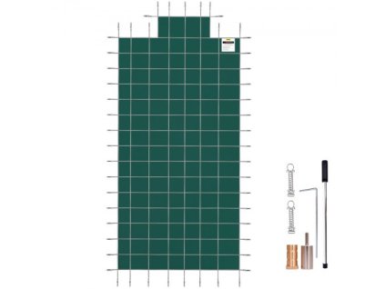 Bezpečnostný kryt bazéna Vhodný pre obdĺžnikové zapustené bazény s rozmermi 20 x 40 stôp, bezpečnostný kryt bazéna so stredným koncom 4 x 10 stôp, pevný sieťový kryt bazéna s odtokovými otvormi, zimný bezpečnostný kryt, zelený