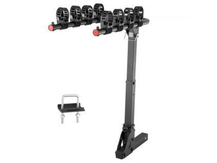 Nosič bicyklov , nosič na 4 kolesá, nosič bicyklov s kapacitou 150 LBS pre 2-palcový prijímač, výklopný a sklopný nosič bicyklov so skrutkou a popruhom v tvare U, pre osobné vozidlá, SUV, nákladné vozidlá, RV, obdĺžnikové rozhranie