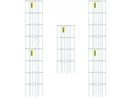 klietky na paradajky, 11,8" x 11,8" x 46,1", 5 balení štvorcových klietok na rastliny, zelené oceľové veže na paradajky potiahnuté PVC na popínavú zeleninu, rastliny, kvety, ovocie