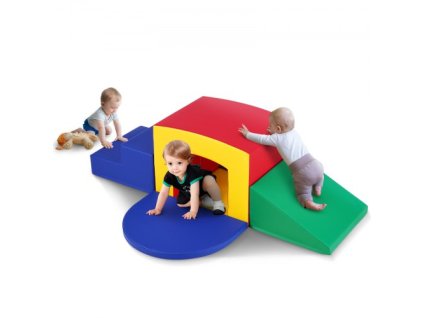 Vnútorné lezecké hračky pre batoľatá, 5-dielne vybavenie na lezenie, plazenie a preliezanie tunelom, penové lezecké hračky, detský tunelový labyrint so schodmi a rampou, interiér pre predškolákov Jednoduché čistenie (rôzne)