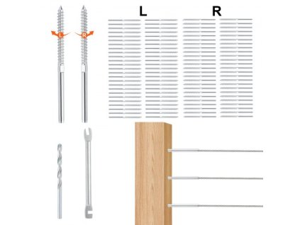 122 Balenie Káblové zábradlie Kovaná závitová napínacia skrutka Koncovka pre 3,2 mm káblové zábradlie, T316 Nerezová oceľ, Napínač káblového zábradlia 3,2 mm pre drevený/kovový stĺpik, strieborná