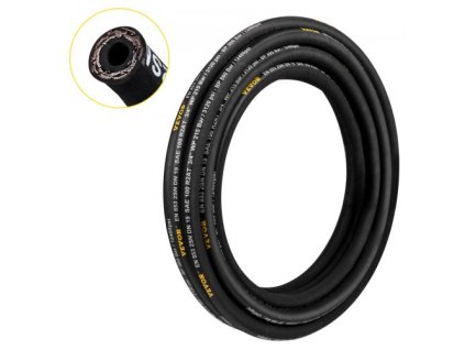 Hydraulická hadica 3/8 palca x 50 stôp, navinutá hydraulická hadica 4800 PSI, gumová hydraulická hadica s 2 opletmi z vysokopevnostného oceľového drôtu, objemová hydraulická hadica -20 °C až 140 °C, flexibilná hydraulická olejová hadica