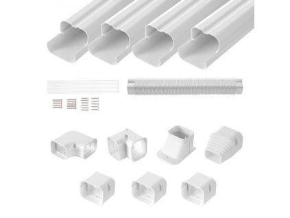 Mini Split Line Set Cover 76,2 mm Š 4830 mm D, PVC dekoratívny kryt potrubia pre klimatizáciu so 4 rovnými potrubiami a kompletnými komponentmi Jednoduchá inštalácia, lakovateľný pre tepelné čerpadlá, biely