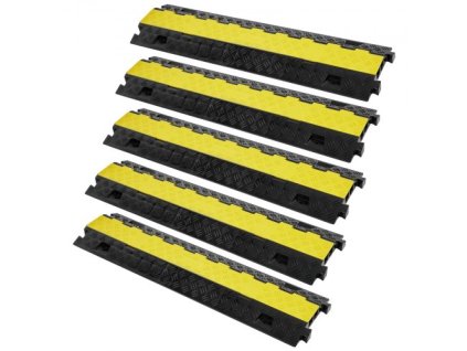 Chránič kábla rampy 5 PC, 2 kanály, 22 000 lb/os, ťažký kryt TPU drôtu Chránič príjazdovej cesty rampy, nárazník dopravnej rýchlosti s výklopným horným krytom TPR, pre vnútorné a vonkajšie použitie