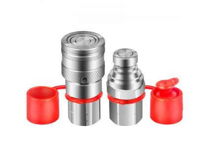 Hydraulické spojky s plochým čelom, 1/2" telo, 1/2" NPT závit, rýchlospojka ovládaná strihom, hydraulická armatúra 4061 PSI, hydraulické spojky Pioneer s prachovými krytmi pre Bobcat, Kubota