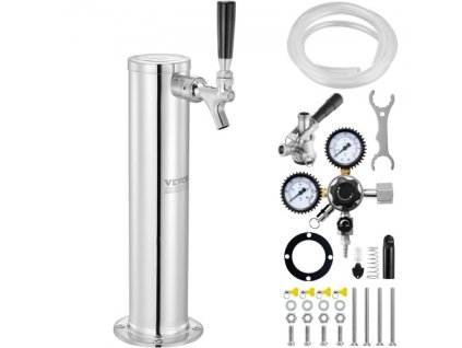 Súprava Kegerator Tower Kit, Súprava na konverziu piva s jedným kohútikom, Stojan na pivný sud z nehrdzavejúcej ocele s dvojitým regulátorom W21.8 a spojkou S-System pre Party Home