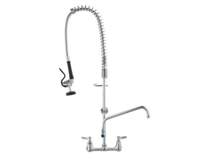 Komerčná batéria s oplachovacím prúdom, výška 36", stred 8", otočná výtoková rúrka 12", nástenná drezová batéria, mosadzné zariadenie s vyťahovacím prúdom, pre 1/2/3 oddelenia drezu