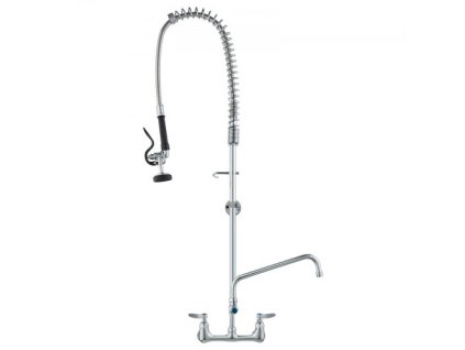 Komerčná batéria s oplachovacím prúdom, výška 47", stred 8", otočný výtok 12", nástenná drezová batéria, mosadzné sťahovacie zariadenie, pre 1/2/3-komorový drez
