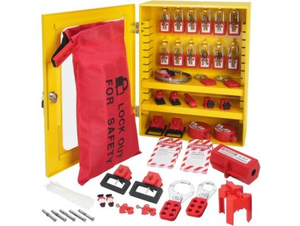Elektrická blokovacia súprava, 59 PCS Bezpečnostná blokovacia stanica s visiacim zámkom, Hasps, Tagout, Tie, Plug Lockout, Circuit Breaker Lockout, Valve Lockout, Cable Lockout, Lockout Bag, Box