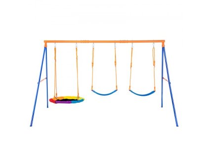 Dvorné hojdačky 1 doska 2 sedadlá na pásovej hojdačke Kovový stojan A-rám