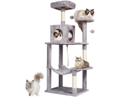 Cat Tree 56,2" veža pre mačky so sisalovým škrabadlom pre mačky svetlo sivá